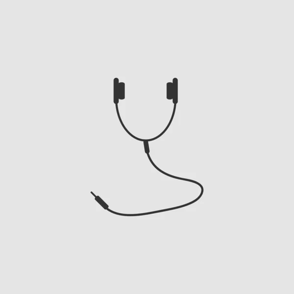 Headphones Icon Flat Black Pictogram Grey Background Vector Illustration Symbol — Stock Vector