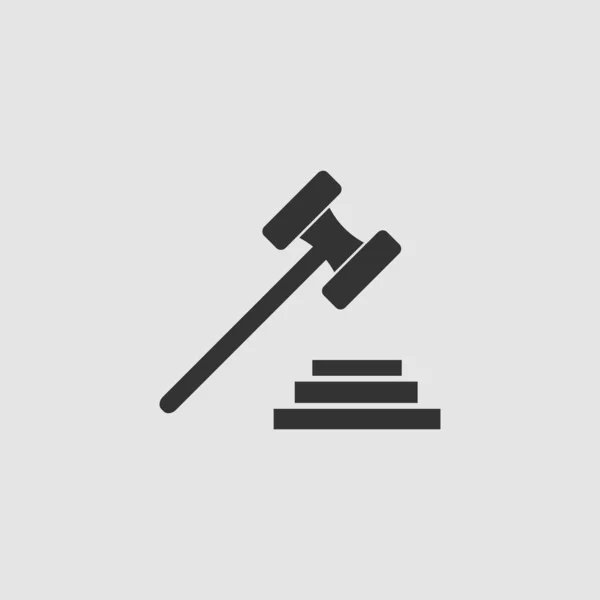 Gavel Flach Schwarzes Piktogramm Auf Grauem Hintergrund Vektorillustration Symbol — Stockvektor