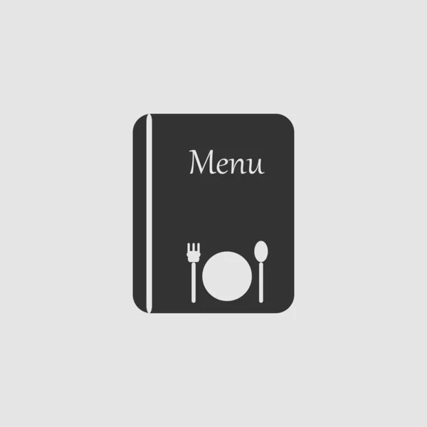 Menu Icon Flat Black Pictogram Grey Background Vector Illustration Symbol — Stock Vector