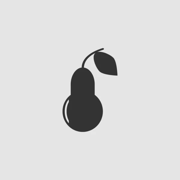 梨のアイコンフラット グレーの背景に黒いピクトグラム ベクターイラスト記号 — ストックベクタ
