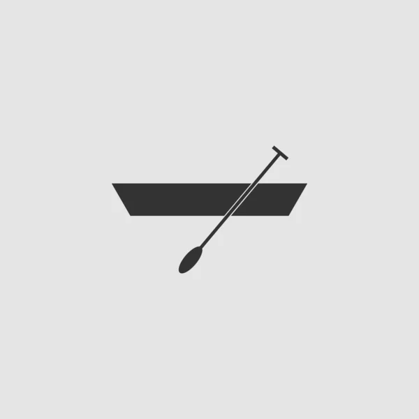 Boot Mit Paddeln Symbol Flach Schwarzes Piktogramm Auf Grauem Hintergrund — Stockvektor