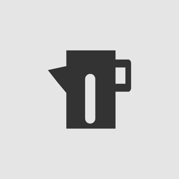 茶壶图标扁平 灰色背景上的黑色象形文字 矢量图解符号 — 图库矢量图片