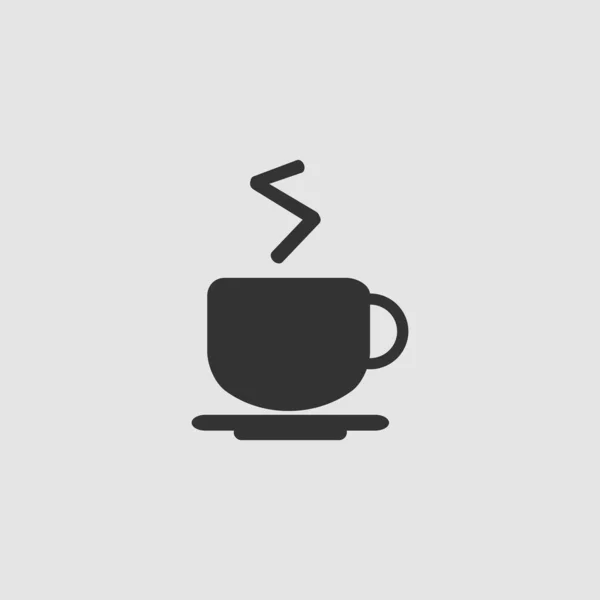 Kaffeetasse Ikone Flach Vorhanden Schwarzes Piktogramm Auf Grauem Hintergrund Vektorillustration — Stockvektor
