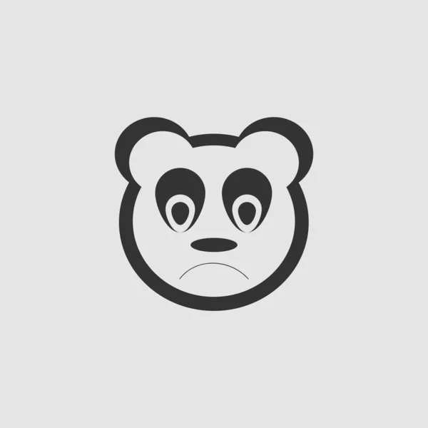 悲しいパンダのアイコンフラット グレーの背景に黒いピクトグラム ベクターイラスト記号 — ストックベクタ