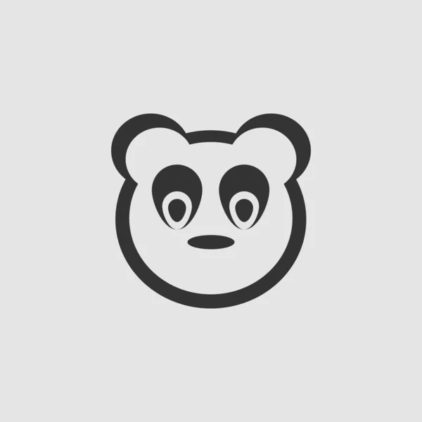 赤ちゃんパンダの顔のアイコンフラット グレーの背景に黒いピクトグラム ベクターイラスト記号 — ストックベクタ