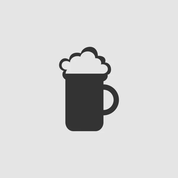 Icono Cerveza Plano Pictograma Negro Sobre Fondo Gris Símbolo Ilustración — Vector de stock