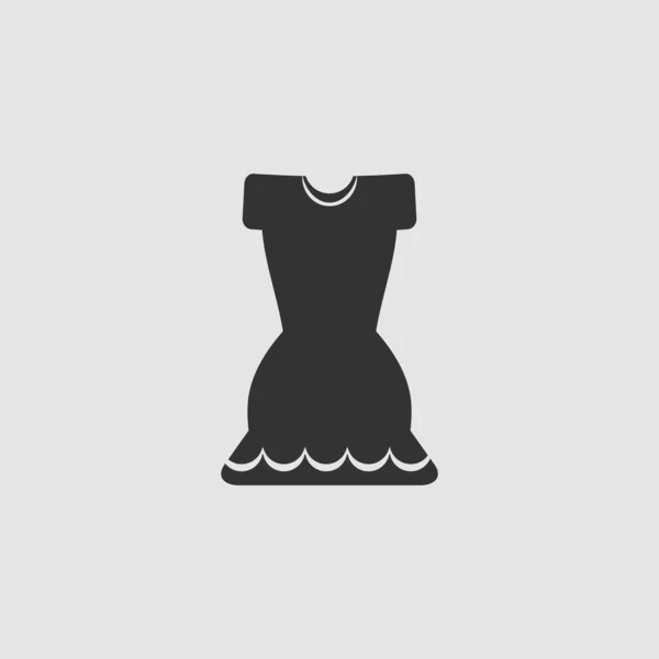 Icono Vestido Plano Pictograma Negro Sobre Fondo Gris Símbolo Ilustración — Vector de stock