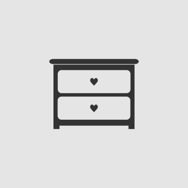 Çekmece simgesi düz giyinen. Gri arkaplanda siyah resim. Vektör illüstrasyon sembolü