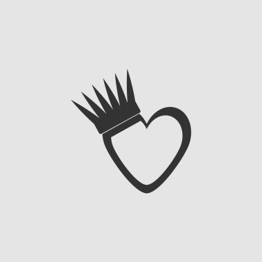 Kalp kaplaması simgesi düz. Gri arkaplanda siyah resim. Vektör illüstrasyon sembolü