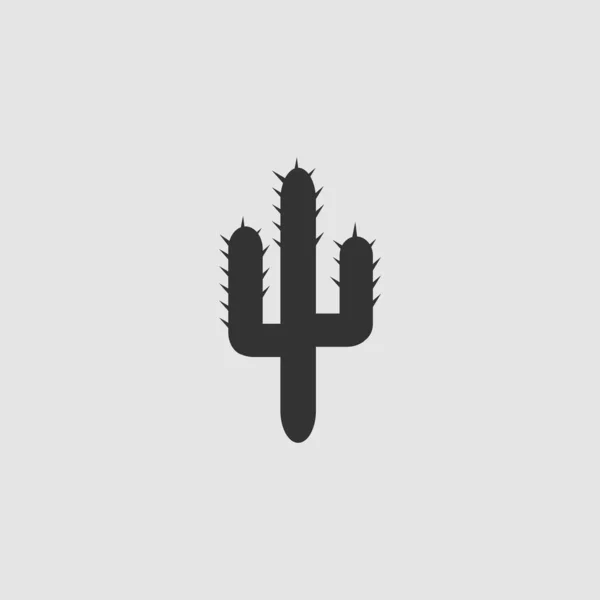 Cactus Icon Plat Pictogramă Neagră Fundal Gri Simbolul Ilustrației Vectoriale — Vector de stoc