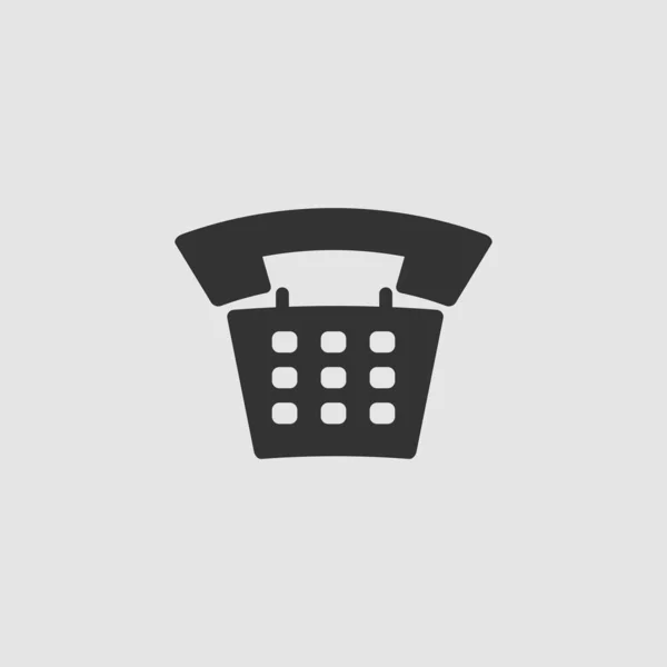 Stara Ikona Telefonu Płaska Czarny Piktogram Szarym Tle Symbol Ilustracji — Wektor stockowy