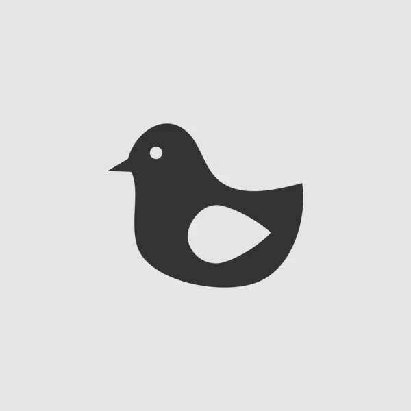 Vogel Icoon Plat Zwart Pictogram Grijze Achtergrond Vector Illustratie Symbool — Stockvector