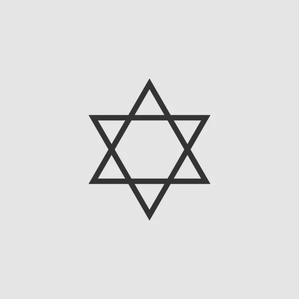 Ikona Star Davida Płaska Czarny Piktogram Szarym Tle Symbol Ilustracji — Wektor stockowy