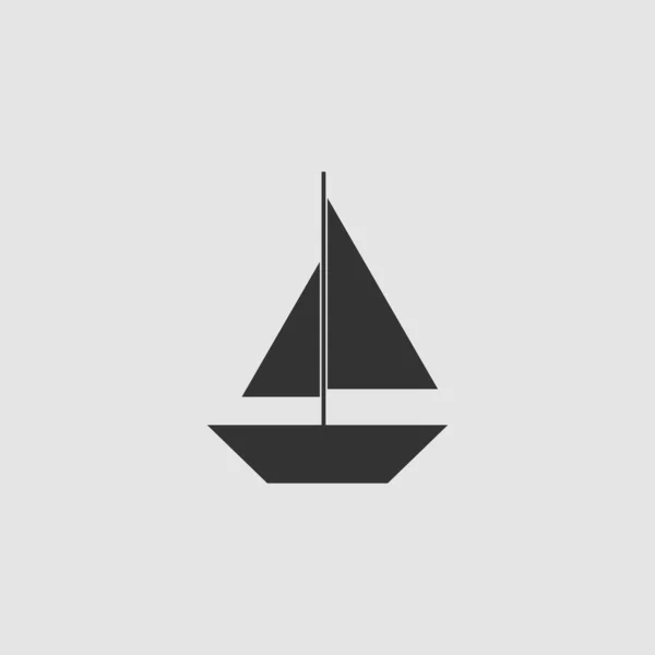 Icono Del Barco Vela Plana Pictograma Negro Sobre Fondo Gris — Vector de stock