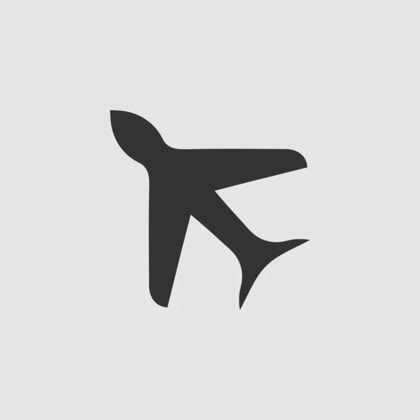Επίπεδη Εικόνα Αεροσκάφους Μαύρο Εικονόγραμμα Γκρι Φόντο Σύμβολο Διανυσματικής Απεικόνισης — Διανυσματικό Αρχείο