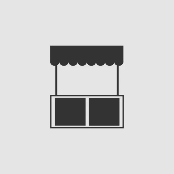 Kiosk Symbol Flach Schwarzes Piktogramm Auf Grauem Hintergrund Vektorillustration Symbol — Stockvektor