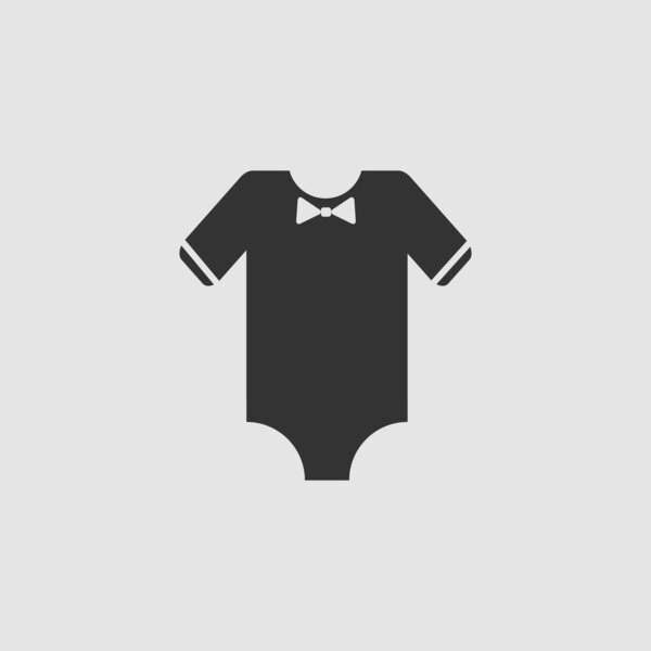Baby clothes icon flat. Black pictogram on grey background. Vector illustration symbol