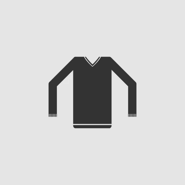 Sweater Icon Flat Black Pictogram Grey Background Vector Illustration Symbol — Stock Vector