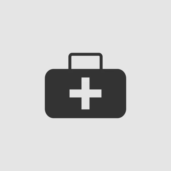 Medicine Chest Icon Flat Black Pictogram Grey Background Vector Illustration — Stock Vector