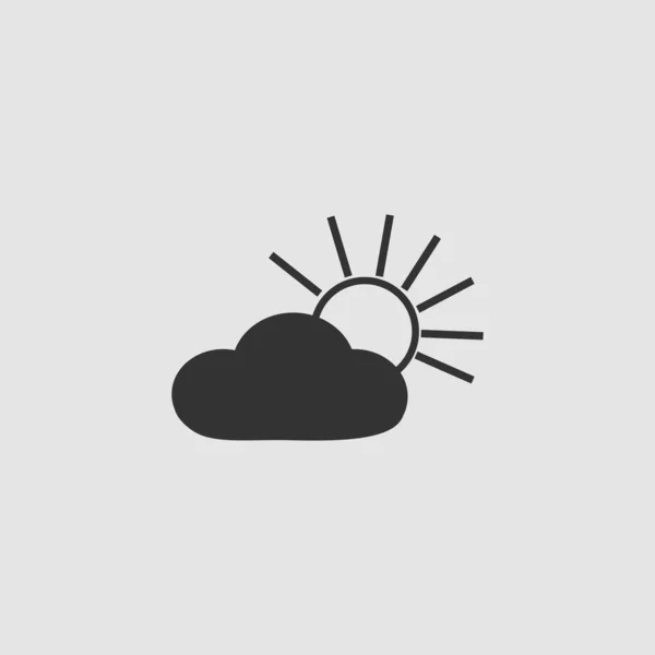 Icono Nube Solar Plano Pictograma Negro Sobre Fondo Gris Símbolo — Archivo Imágenes Vectoriales