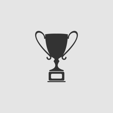 Kupa kupası ikonu düz. Gri arkaplanda siyah resim. Vektör illüstrasyon sembolü
