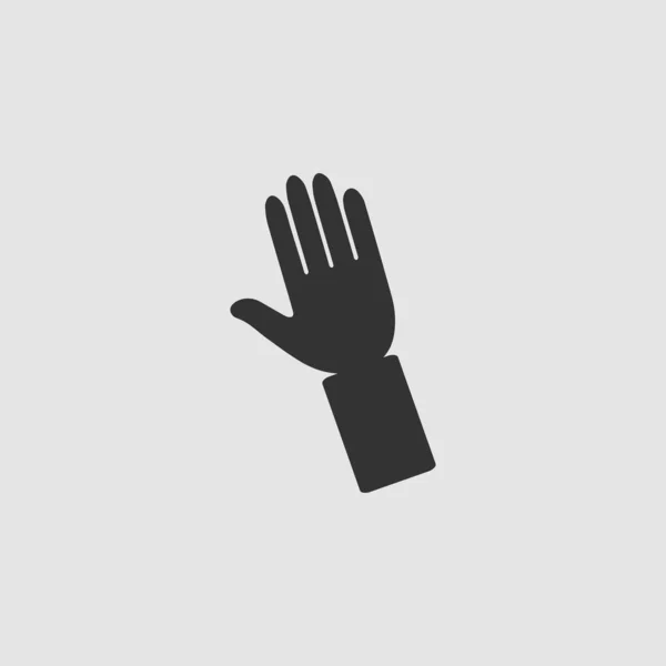 Εικονίδιο Χεριού Επίπεδο Μαύρο Εικονόγραμμα Γκρι Φόντο Σύμβολο Διανυσματικής Απεικόνισης — Διανυσματικό Αρχείο