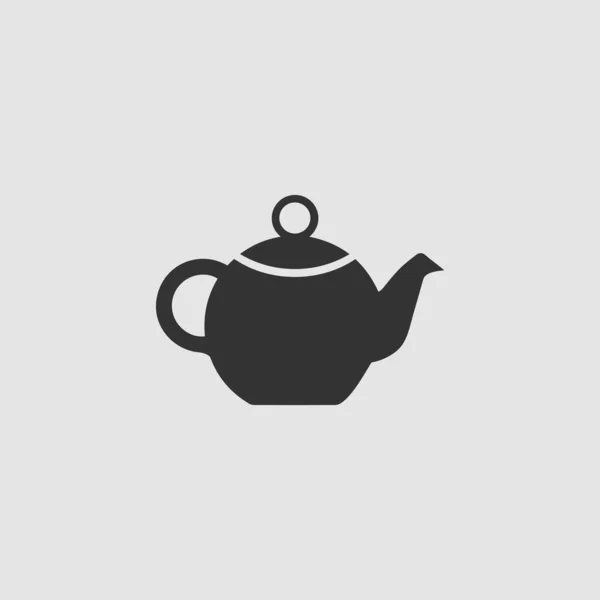 Wasserkocher Für Tee Ikone Flach Schwarzes Piktogramm Auf Grauem Hintergrund — Stockvektor