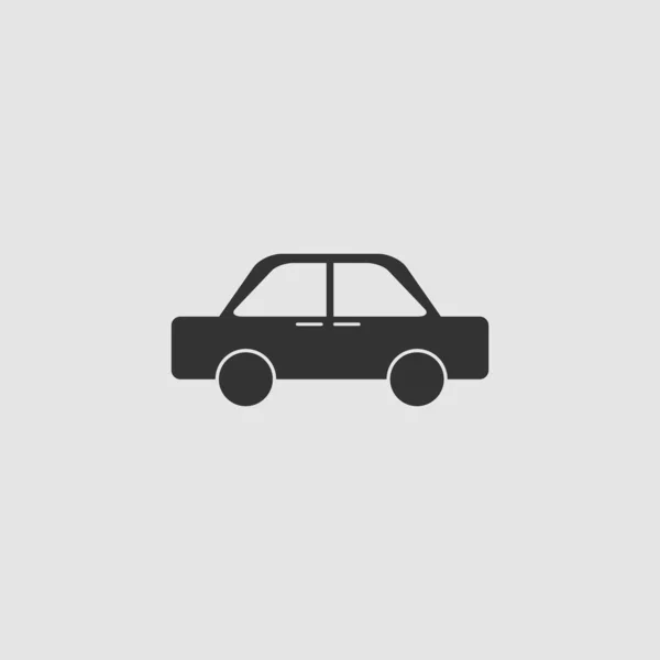 Icono Del Coche Plano Pictograma Negro Sobre Fondo Gris Símbolo — Vector de stock