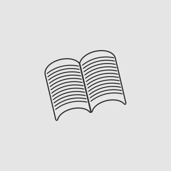 Abrir Libro Icono Plano Pictograma Negro Sobre Fondo Gris Símbolo — Vector de stock