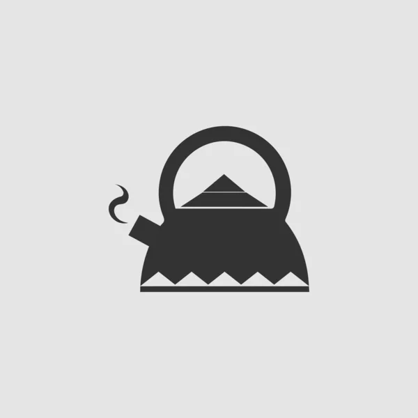 Wasserkocher Für Tee Ikone Flach Schwarzes Piktogramm Auf Grauem Hintergrund — Stockvektor