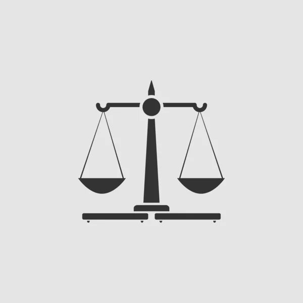 Justice Scales Icon Flat Black Pictogram Grey Background Vector Illustration — Stock Vector