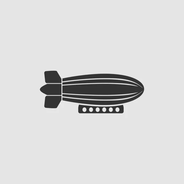 Luftschiff Zeppelin Symbol Flach Schwarzes Piktogramm Auf Grauem Hintergrund Vektorillustration — Stockvektor