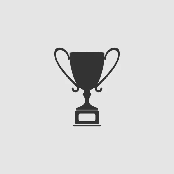 トロフィーチャンピオンシップカップアイコンフラット グレーの背景に黒いピクトグラム ベクターイラスト記号 — ストックベクタ