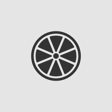 Turuncu simge düz. Gri arkaplanda siyah resim. Vektör illüstrasyon sembolü