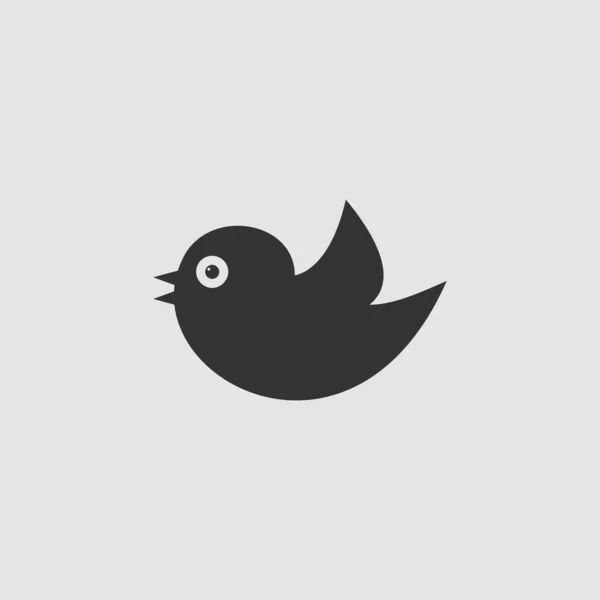 Птичья Икона Плоская Черная Пиктограмма Сером Фоне Векторная Иллюстрация — стоковый вектор