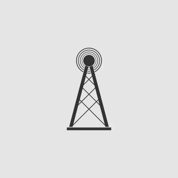 放射線位置レーダーアイコンフラット グレーの背景に黒いピクトグラム ベクターイラスト記号 — ストックベクタ
