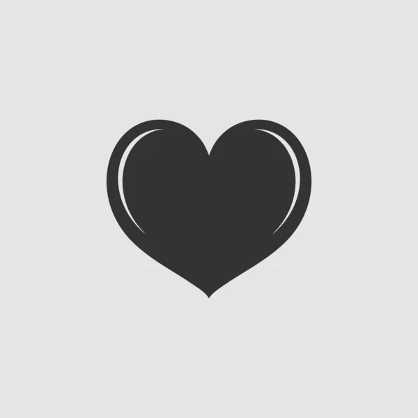 Ikona Srdce Plochá Černý Piktogram Šedém Pozadí Symbol Vektorové Ilustrace — Stockový vektor