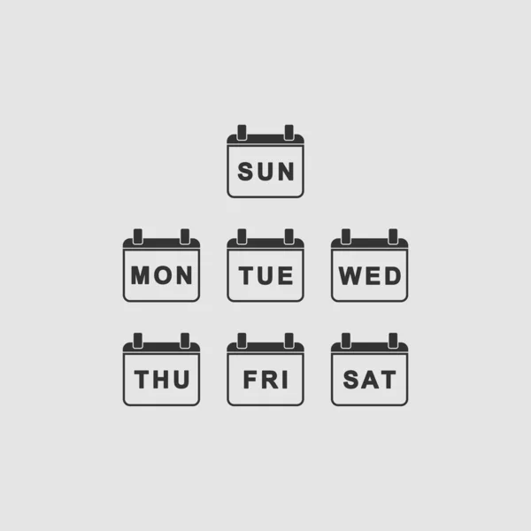 Ημερολόγιο Κάθε Μέρα Εβδομάδα Εικονίδιο Επίπεδη Μαύρο Εικονόγραμμα Γκρι Φόντο — Διανυσματικό Αρχείο