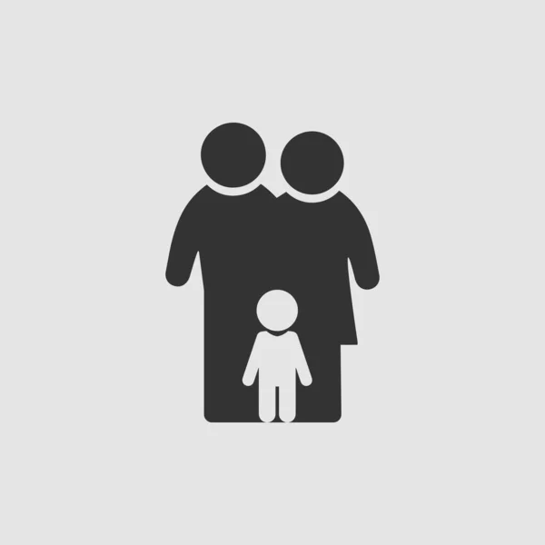 Family Icon Flat Black Pictogram Grey Background Vector Illustration Symbol — Stock Vector