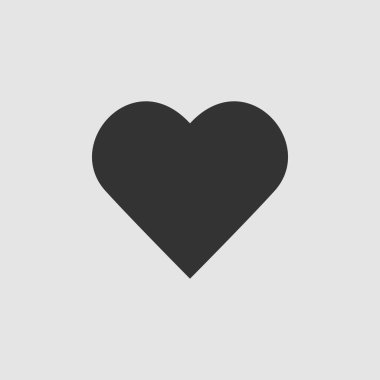 Kalp ikonu düz. Gri arkaplanda siyah resim. Vektör illüstrasyon sembolü