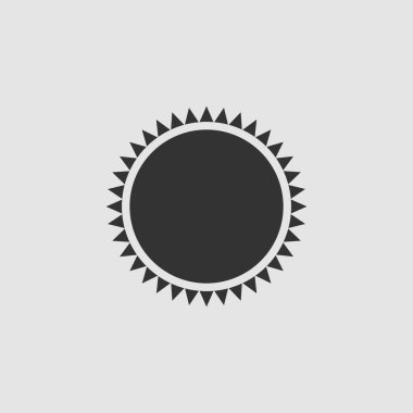Güneş simgesi düz. Gri arkaplanda siyah resim. Vektör illüstrasyon sembolü