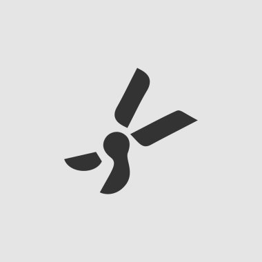 Secateurs, bahçe makası simgesi düz. Gri arkaplanda siyah resim. Vektör illüstrasyon sembolü