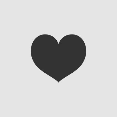 Kalp ikonu düz. Gri arkaplanda siyah resim. Vektör illüstrasyon sembolü