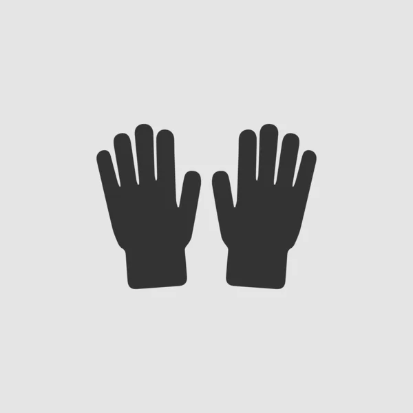 Hand Icoon Plat Zwart Pictogram Grijze Achtergrond Vector Illustratie Symbool — Stockvector