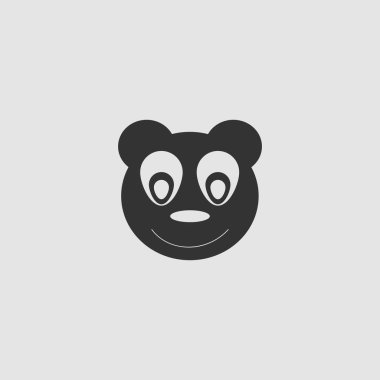 Oyuncak ayı ikonunun başı düz. Gri arkaplanda siyah resim. Vektör illüstrasyon sembolü