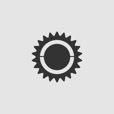 Bisiklet zinciri, zincir tekerleği simgesi düz. Gri arkaplanda siyah resim. Vektör illüstrasyon sembolü