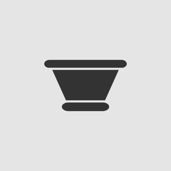 Глиняний Горщик Значок Плоский Чорна Піктограма Сірому Фоні Векторні Ілюстрації — стоковий вектор