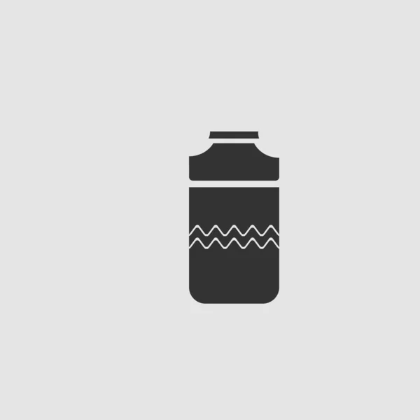 Plastic Bottle Icon Flat Black Pictogram Grey Background Vector Illustration — Stock Vector