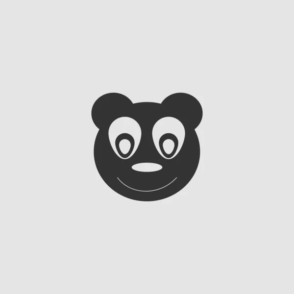 おもちゃのクマのアイコンのフラットの頭 グレーの背景に黒いピクトグラム ベクターイラスト記号 — ストックベクタ