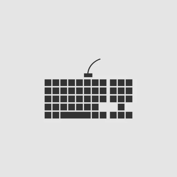 Slanke Computer Toetsenbord Pictogram Plat Zwart Pictogram Grijze Achtergrond Vector — Stockvector